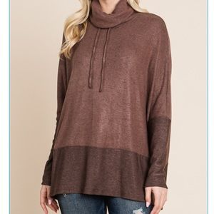 Chic Relax Fit Knit Cowlneck sweater tunic Top